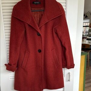 Ellen Tracy Women's Rich Red Pea Coat